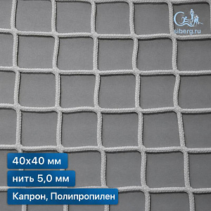 Защитная сетка на окна спортзала 40х40 мм 5 мм белая (капрон, полипропилен)